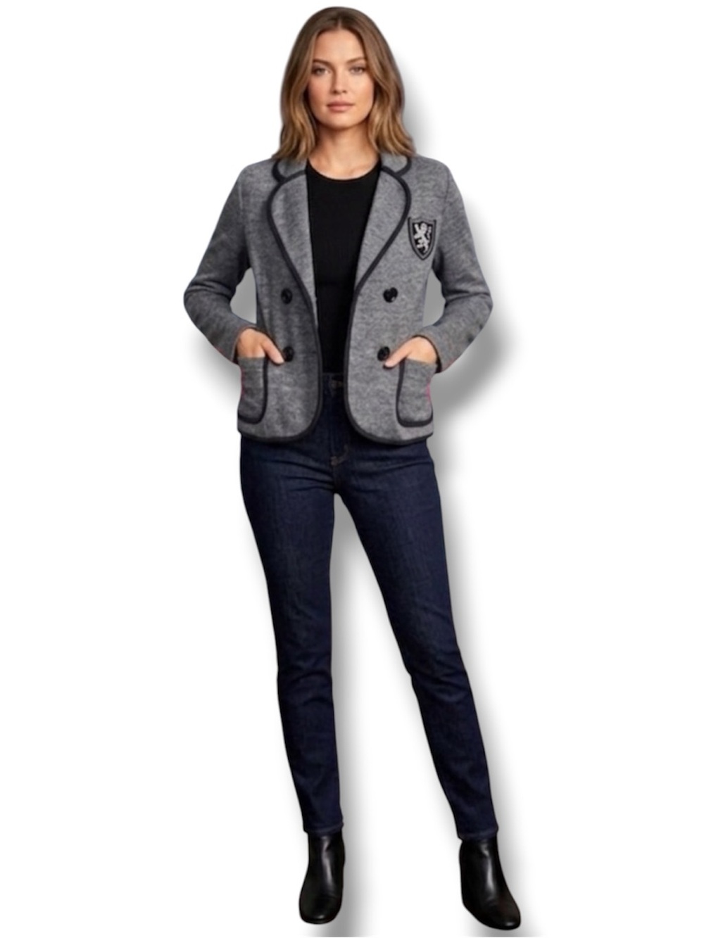 JJ Basics (Kohl’s) Blazer VTG Y2K Military Academia Cropped Jacket Junior’s M